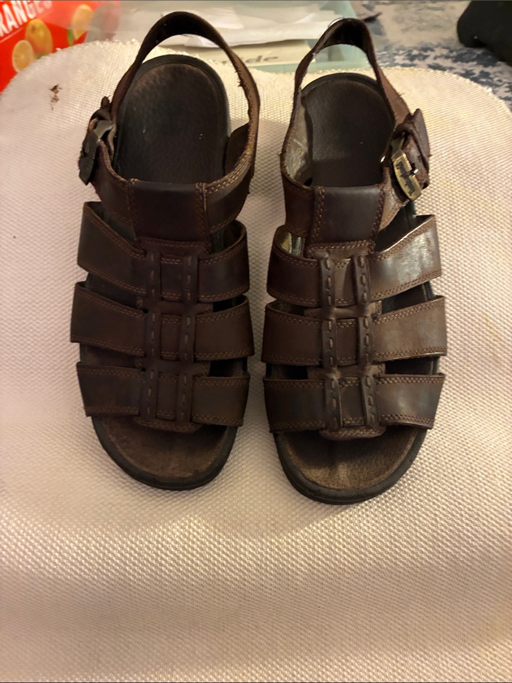 Vintage Timberland Men's Brown Leather Fisherman Sandals
